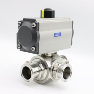 วาล์วบอลแบบหุ้มฉนวนสามทางชนิด Tri-Clamp พร้อมตัวกระตุ้นลมแบบนิวแมติก ทำจากสแตนเลส 304 316L ทนแรงดันสูง - Product Image 5
