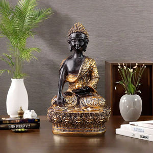 Statua di Buddha dorato, resina buddista scultura per la decorazione della casa e la meditazione altare - Product Image 3