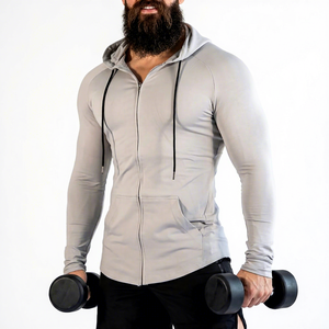 Slim Fit <b>Hoodie</b> Customizable Men's Hooded <b>Zip</b>-Up With <b>Pocket</b> Quick Dry Sport Design Regular Sleeve Knitted Polyester Winter Wear - Product Image 6