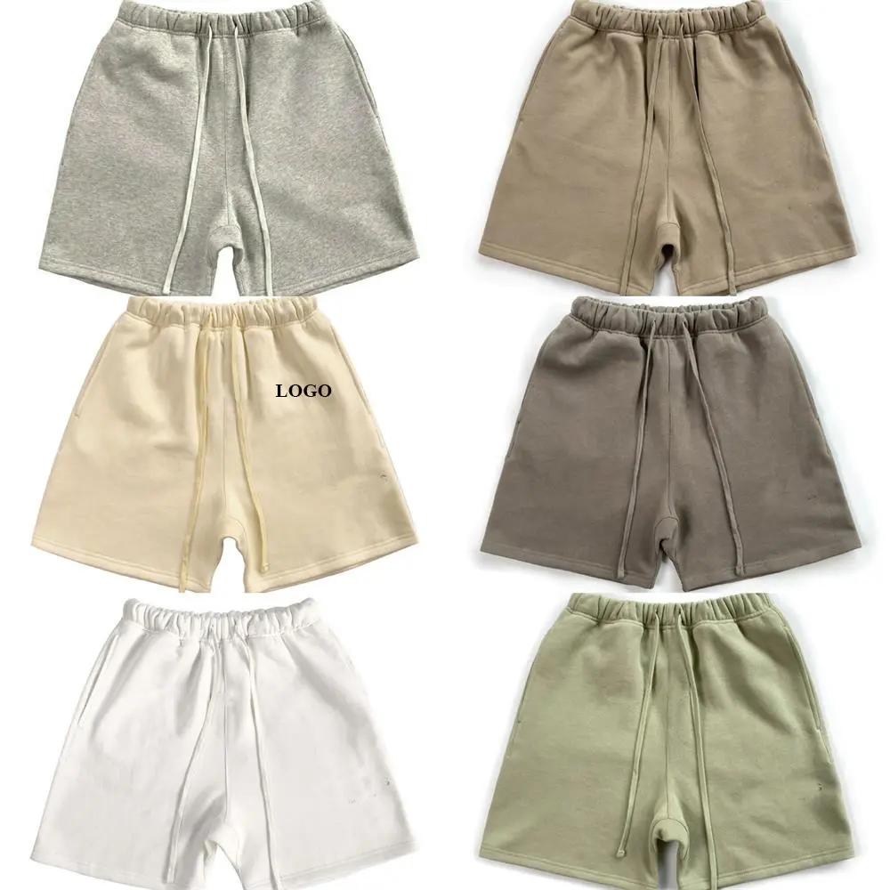 Summer Drawstring Shorts Men Custom Brand Street Swear Running Thick French terry Cotton Casual Men Sweat Shorts