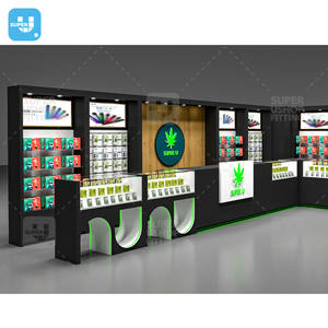 カスタム照明付き 葉巻ショールーム装飾 木製タバコショップディスプレイキャビネット ハーバルオイルストア什器 ガラス製スモークショップショーケース - Product Image 1