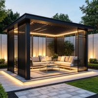 Pergola bioclimatique motorisée en aluminium robuste avec toit à lames orientables télécommandées, résistante au vent, à la neige, à l'eau et aux UV