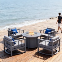 Table de foyer à gaz ronde en aluminium de 91cm avec canapé