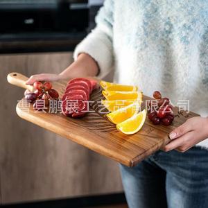 Tabla de cortar rectangular de madera de acacia con asa para frutas, verduras, pan, carne, pizza, bandeja para servir - Product Image 2