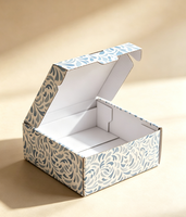 Boîte d'expédition en carton ondulé personnalisée, écologique, recyclable, réutilisable, motif feuille artistique, blanc laiteux, vente en gros