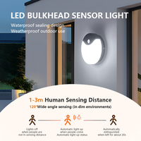 Lampu dinding bulat Modern tahan air luar ruangan dengan Sensor gerak Pir PC lampu sekat Led dudukan Suface