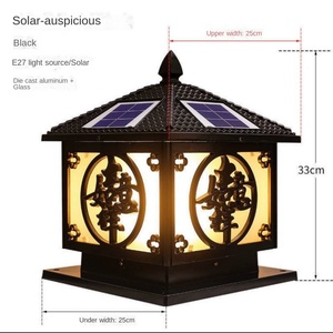 <b>Solar</b> Powered Aluminum LED E27 IP65 Fence <b>Post</b> Pillar <b>Lights</b> for Garden Patio <b>Outdoor</b> Deck Yard - Product Image 4