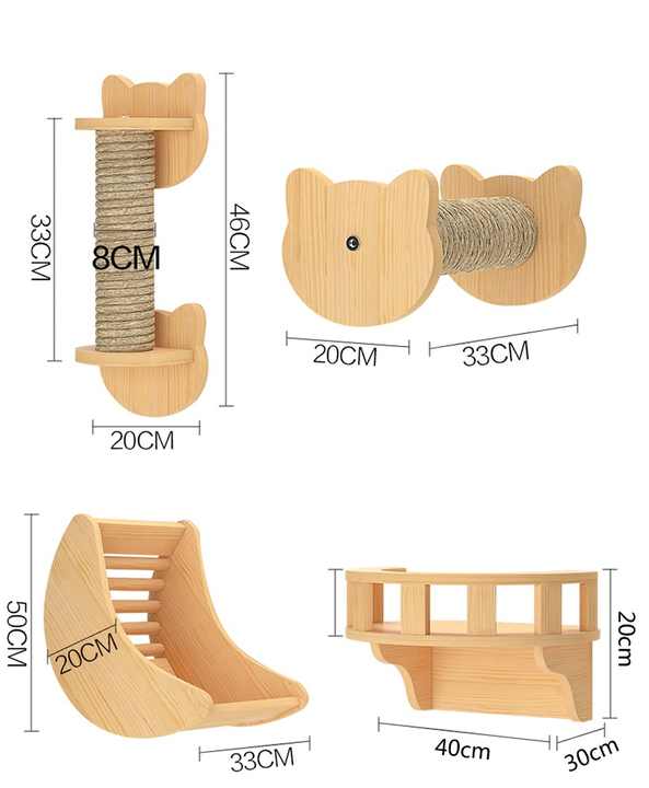 Pet Furniture Wall Solid Wood Shelves Cat Climbing Rack