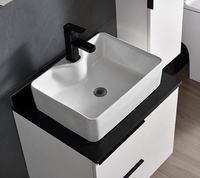 Coiffeuse murale moderne pour chambre à coucher à ferme avec lavabo simple et miroir intelligent à DEL Coiffeuse et petite armoire
