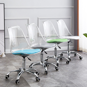 Silla de Comedor Giratoria de Diseño Nórdico con Base de Metal Tulip, Asiento Acolchado de Plástico PP y Ruedas - Product Image 2