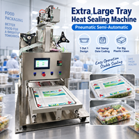 Machine de thermoscellage pneumatique semi-automatique 1-en-1 pour plateaux extra larges avec codage de date par marquage à chaud intégré et feuille haute efficacité