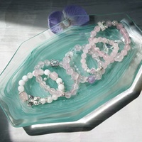 Kit de fabrication de bijoux en cristal DIY pour une meilleure confiance, avec perles de quartz rose naturel en forme de cœur de fille et de papillon, vente en gros