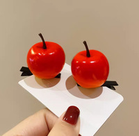 Pince à cheveux en forme de fruit simulé, mignonne et amusante, motif fraise, petite, articles en vrac à vendre