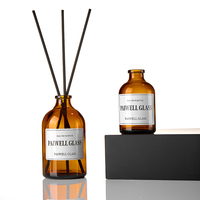 Bouteilles de parfum vides en verre ambré rondes de haute qualité, personnalisables, 30 ml, 50 ml, 100 ml, pour voyage, recharge, diffuseur, avec bâtonnets