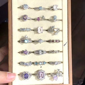 Anillos de boda de oro y plata pura, anillo de compromiso en forma de flor, anillo de estrella de mar de plata de ley, anillos abiertos de plata - Product Image 1