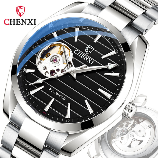 Top Brand CHENXI Automatic Mens Watches Mechanical Tourbillon Waterproof Business Stainless Steel Sport Wrist Watch 8806