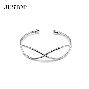 Moda latón abierto hueco Cruz Mobius Loop brazalete chapado en oro pulsera de plata para mujeres parejas amantes joyería de moda - Product Image 1