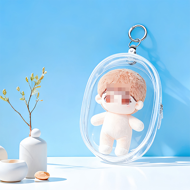 Mini Waterproof Blind Box Zipper Pouch Plush Toys Carry Case Transparent Figure Display Bag PVC Portable Travel Storage Bag