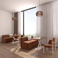 Canapés de style crème de luxe, modernes et haut de gamme en velours pour restaurant, café, table et chaise, canapé de banquette