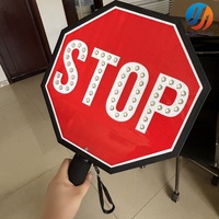 Panneau Stop LED Réfléchissant, Panneau de Contrôle de la Circulation, Panneau de Sécurité Routière, Panneau Stop Portable Étanche