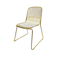 Chaise de salle à manger en fil, coussin avec siège doré, siège de réception pour invités, salle à manger, cuisine, bétoie rouge