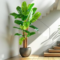 80 Zoll Künstlicher Bananenbaum mit weißem Kugelpflanzgefäß, umweltfreundliche, echt anfühlende Blätter, tropische Palme für Innenräume, Heimdekoration, Hochzeitspflanzen