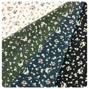 Floral Pattern Light Weight Breathable Polyester Small Flower Chiffon Printed Fabric For Girl