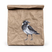 Sac à déjeuner en papier kraft lavable, pochette de rangement alimentaire à fermeture enroulable, motif d'oiseaux imprimé, sac organisateur réutilisable pour pique-nique, bureau, voyage