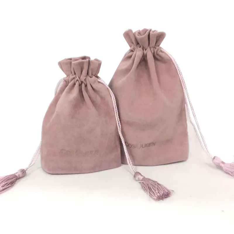 Luxury Custom Cosmetic Logo Velvet Drawstring Bags Pouch Velvet With Tassel Gift Packaging Bag