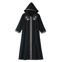 Robe Abaya à Capuche Brodé Respirant en Polyester pour Filles Musulmanes, Vêtement Islamique d'Été Ample et Confortable FK167 (Collection 2026)