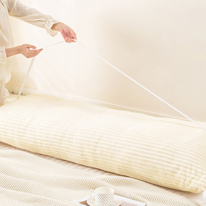 SUREWALHOME Almohada de Cama con Rayas y 2 Bolas de Peluche, Relleno de Microfibra, Almohada de Soporte para la Espalda, Cojín de Lujo para la Cama - Product Image 3