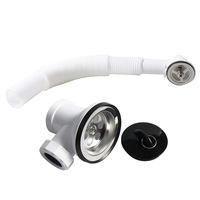 TALEA Fregadero de cocina de acero inoxidable Mini cesta Colador Tapón Fregadero de residuos Kit de residuos (70MM * H75mm) con desbordamiento de la XJ133C010-U