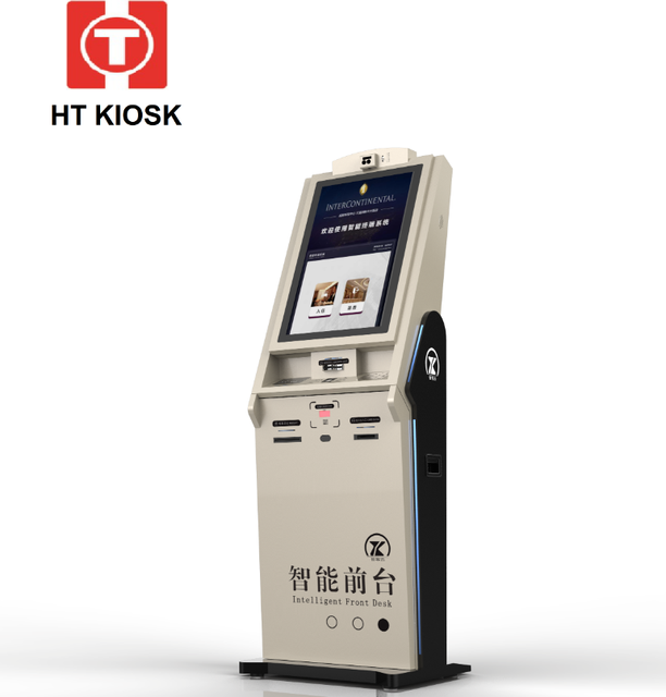 HT Kiosk DT-183A 27 Inch Touch Screen Hotel Check-in Check-out Kiosk Card Pickup Face Recognition Self Service Terminal Machine