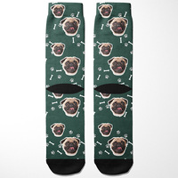 Chaussettes personnalisées POD avec impression numérique, motif visage, mode unisexe, animaux, chaussettes amusantes, nouveauté, chaussettes imprimées par sublimation sur mesure