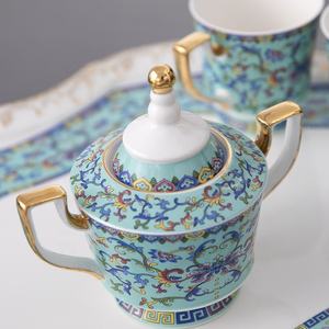 Juego de Café de Cerámica Verde Europeo de Primera Calidad con Relieve, para el Té de la Tarde - Product Image 6