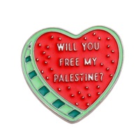 Groothandel Grensoverschrijdende Nieuwe Gratis Palestine Badge Hart Fruit Watermeloen Broche Metalen Accessoires Voor Kleding Engel Jubileum
