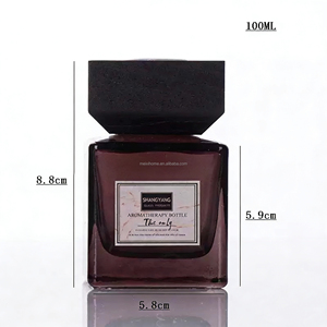 Diffuseur <span class=keywords><strong>de</strong></span> <span class=keywords><strong>parfum</strong></span> d'ambiance en verre carré <span class=keywords><strong>de</strong></span> 100 ml avec bouchon à vis pour huiles essentielles - Product Image 6
