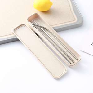 Custom LOGO <b>Drinking</b> Reusable Metal Stainless Steel Anti Wrinkle <b>Straws</b> Set with 1 Case 1Cleaning Brush 3 <b>Straws</b> - Product Image 3