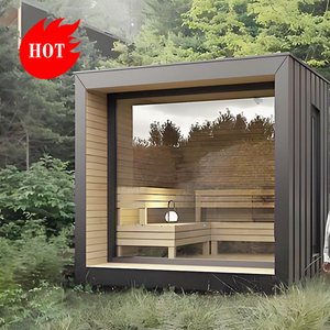 Sala de Sauna de cedro rojo con puerta lateral exterior de estilo moderno, capacidad para 2-6 personas, función de calefacción de vapor con estufa - Product Image 1