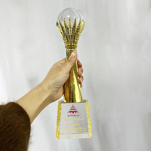 Gold Silver Bronze Resin <strong>Globe</strong> <strong>Golf</strong> Football <strong>Ball</strong> Event Crystal Trophy Award MH-NJ0564 - Product Image 6
