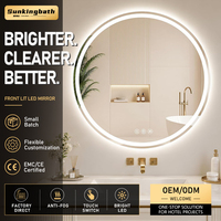 Miroir de salle de bain rond en gros, sans cadre, à température de couleur réglable, miroir LED circulaire éclairé avec lumière LED