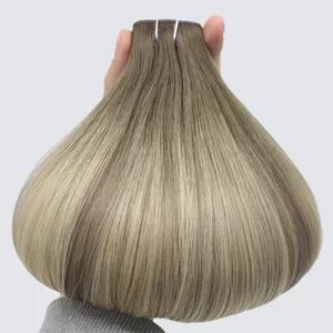 Cuticula Uitgelijnd 100% Remy Russische Hair Extensions Genie Dubbele Inslag Naadloze Onzichtbare Pu Clip In Human Hair Extension