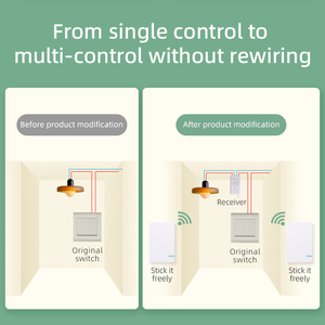 Rf433 không dây điều khiển từ xa chuyển đổi ánh sáng Kit 600ft phạm vi IP66 LED Đèn Trần 10A Receiver chuyển 275V Max không có Hub yêu cầu - Product Image 5