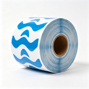 <b>Blue</b> White Flame Pattern Adhesive Film <b>Roll</b> Custom Sticker Wrap Plastic Film for Gift Craft Packaging - Product Image 5
