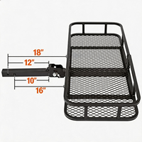 Panier de remorquage arrière pliable pour attelage, en acier thermolaqué, avec paroi latérale de 6 pouces et réflecteur de sécurité, compatible avec attelage de 2 pouces, pour SUV et camping