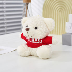 Grosir 12cm gantungan kunci boneka beruang Teddy Logo kustom mainan beruang Teddy dengan kemeja hadiah promosi - Product Image 5