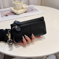 Tas Clutch Kulit untuk Wanita Dompet Ritsleting Panjang Dompet Kulit Sapi Asli Tempat Kartu Tas Ponsel Fashion Sederhana