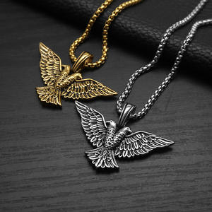 Búho de doble cabeza Hip Hop Animal Punk Pvd Acero inoxidable impermeable colgante joyería de moda collares para hombres hombre al por mayor - Product Image 1