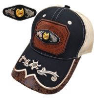 Gorra de camionero Richardson de estilo occidental personalizada al por mayor, gorra de camionero de moda de metal para hombre, diseño de equitación de Toro, malla bordada de lona, atractivo para exteriores
