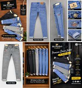Jeans de Mezclilla para Hombre con Lavado Sulfur, Diseño de Bolsillo Redondo Sencillo, Estilo Clásico de Cinco Bolsillos, Costuras Duraderas y Estilo Casual para el Día a Día - Product Image 4